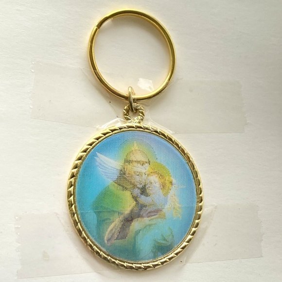 Capuchin Franciscans Holographic Dove St Anthony Colorized Medal Key Chain Card - Picture 3 of 8